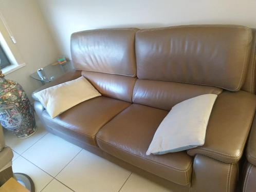 Lederen salon, Huis en Inrichting, Zetels | Zetels, Gebruikt, Rechte bank, Overige maten, 200 tot 250 cm, 100 tot 125 cm, Leer