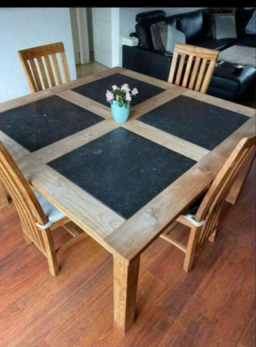 Très belle Table en bois Teck 1m50 et 6 chaises, Huis en Inrichting, Complete eetkamers, Zo goed als nieuw, 4 tot 6 stoelen, Ophalen