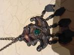 Zeer antike zilver ketting met natuurlijke smaragd, Antiek en Kunst, Ophalen of Verzenden, Zilver