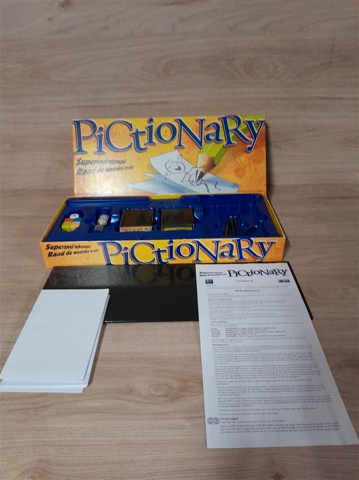 Pictionary Supersnel Tekenspel - s3594, Hobby en Vrije tijd, Gezelschapsspellen | Bordspellen, Zo goed als nieuw, Verzenden