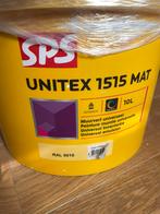 SPS Unitex 1515 matte muurverf — RAL 9010 — 10 L, Doe-het-zelf en Bouw, Verf, Beits en Lak, Gebruikt, 5 tot 10 liter, Wit, Ophalen of Verzenden
