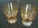 2 decoratiepotten in mooi getint (amberkleurig) en fijn glas, Ophalen, Glas