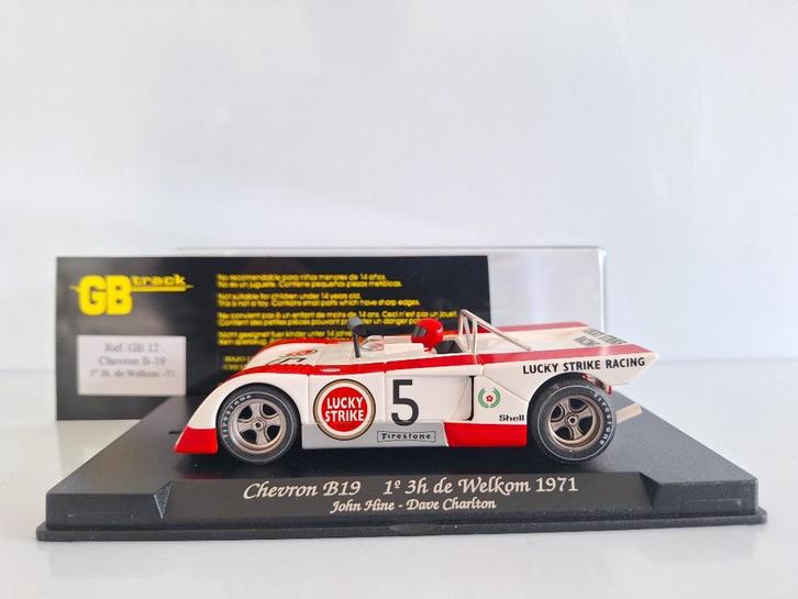 Fly GB12 Chevron B-19#1 3h De Welkom 1971 Lucky Strike, Kinderen en Baby's, Speelgoed | Racebanen, Nieuw, Racebaan, Elektrisch