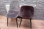 4 stoelen grijs met zwarte poten, Huis en Inrichting, Stoelen, Ophalen, Overige materialen, Zo goed als nieuw, Vier