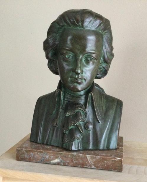 Art Deco buste Mozart van  J.Dommisse(1878-1955)gesigneerd, Antiquités & Art, Art | Sculptures & Bois, Enlèvement