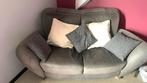 Tweezit in grijs leder, zware kwaliteit, Huis en Inrichting, Fauteuils, Ophalen, Zo goed als nieuw