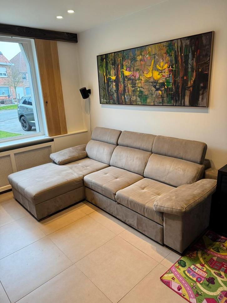 L-vormige zetel met slaap & opbergfunctie in topstaat, Maison & Meubles, Canapés | Coins salons complets, Comme neuf, Enlèvement