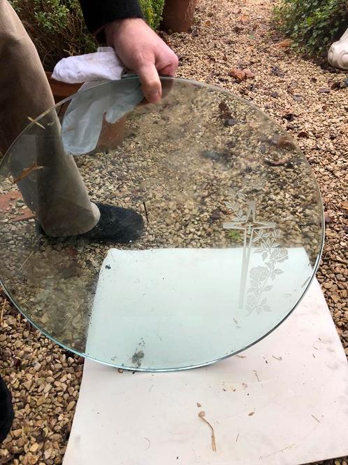 RONDE GLASPLAAT GLAS GEHARD ETS KRUIS RAAM GRAF DECO, Antiek en Kunst, Antiek | Overige Antiek, Ophalen