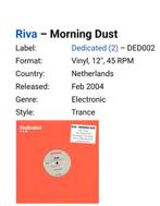 vinyl 12" Riva-Morning Dust, Cd's en Dvd's, Ophalen of Verzenden