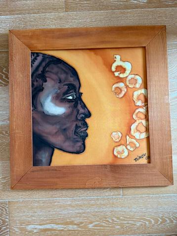 Aquarel in houten kader 50 cm * 50 cm beschikbaar voor biedingen