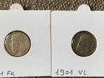 2 X 50 centiem zilver 1901 Leopold 2, Postzegels en Munten, Setje, Zilver, Ophalen of Verzenden, Zilver