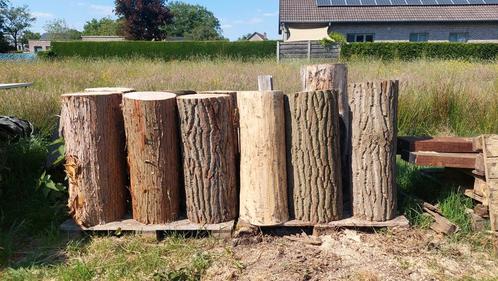 Nagelblokken verschillende houtsoorten 90 cm hoog, Tuin en Terras, Brandhout, Ophalen