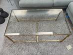 Gouden salontafel met glas, Ophalen, Gebruikt, 50 tot 100 cm, 100 tot 150 cm