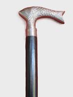 Wandelstok met vernikkelde handgreep vis., Antiek en Kunst, Ophalen