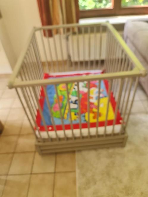 Babypark + stootkussentjes, Kinderen en Baby's, Babyparken, Gebruikt, Rechthoekig, In hoogte verstelbaar, Boxkleed, Wieltjes, Ophalen