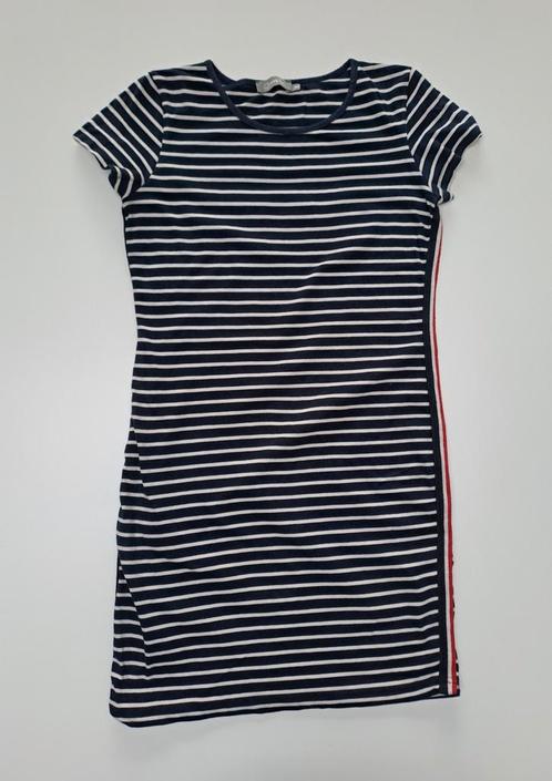 Mt 164 T-shirtjurk met donkerblauwe en witte strepen, Kinderen en Baby's, Kinderkleding | Maat 164, Zo goed als nieuw, Meisje