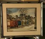 STRAATZICHT Aquarel van WOUTERS, Antiek en Kunst, Ophalen