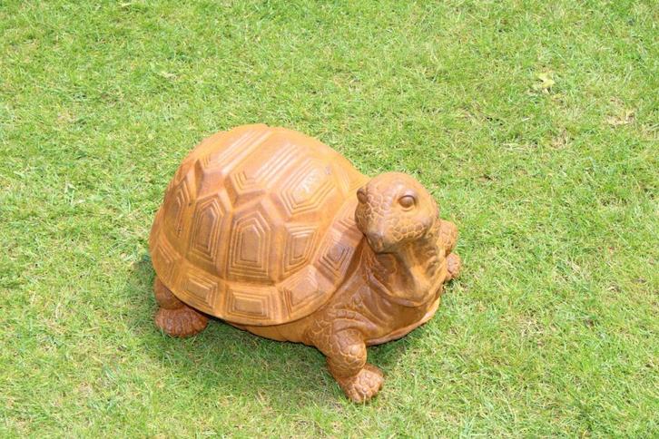 XXL schildpad in roestig gepatineerd gietijzer groot model., Tuin en Terras, Tuinbeelden, Nieuw, Dierenbeeld, Metaal, Ophalen