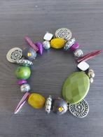 Armband groen geel paars zilver., Ophalen of Verzenden, Zo goed als nieuw, Geel, Zilver