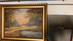 Landelijk schilderijtje van Martin en boslandschap van Devos, Antiek en Kunst, Kunst | Schilderijen | Klassiek, Ophalen