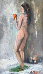 Schilderij op doek - vrouw met rode slipje, Antiek en Kunst, Ophalen of Verzenden