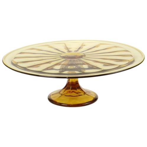 Art Deco Amber Taartschotel Depression Glass Verrerie Scailm, Antiek en Kunst, Antiek | Glaswerk en Kristal, Ophalen of Verzenden