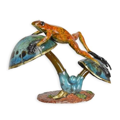 Massieve Grote Bronzen Beeld Kiekker op een Paddenstoel, Antiek en Kunst, Antiek | Brons en Koper, Brons, Verzenden