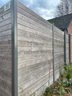 Houten schutting met metalen tussenpalen, Tuin en Terras, Ophalen, Zo goed als nieuw