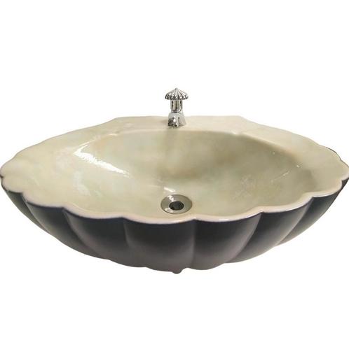 Vintage wastafel lavabo, schelp design, 1972, Huis en Inrichting, Badkamer | Complete badkamers, Gebruikt, Ophalen