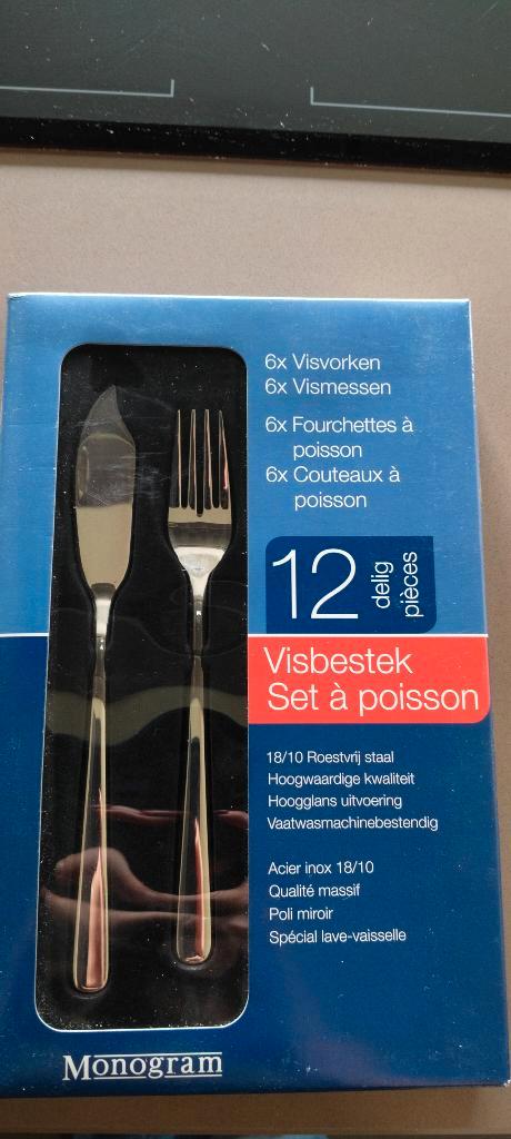 12 delig visbestek, Huis en Inrichting, Keuken | Bestek, Nieuw, Bestekset, Inox of Chroom, Ophalen