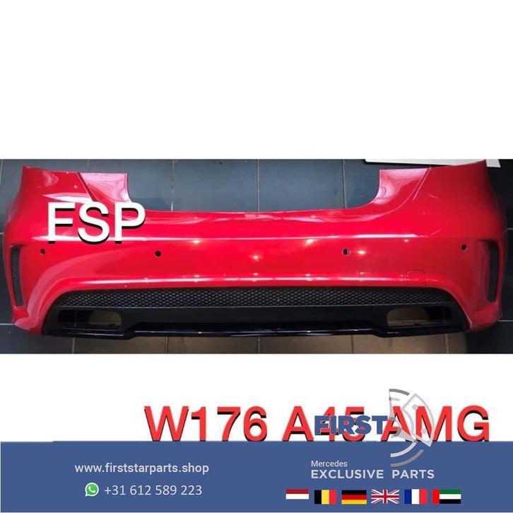 W176 A Klasse 45 AMG Achterbumper + diffuser rood Origineel, Auto-onderdelen, Carrosserie, Bumper, Mercedes-Benz, Achter, Gebruikt