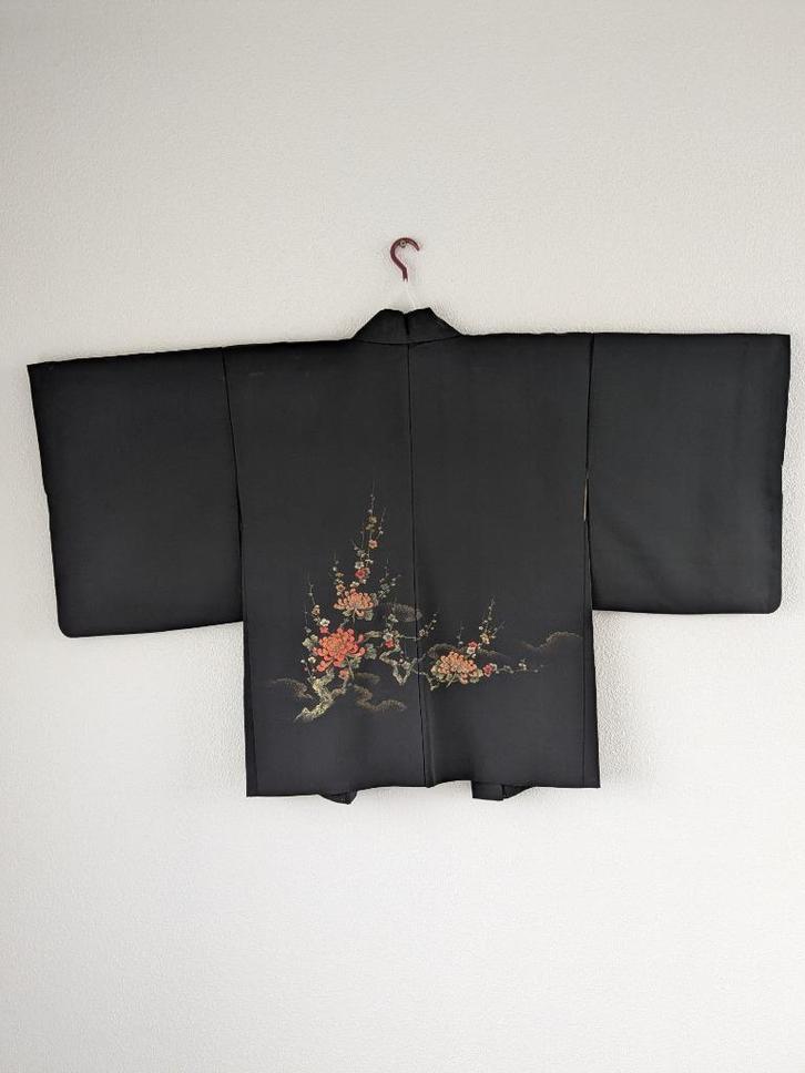 Japanse dames Haori (Kimonojasje)., Kleding | Dames, Jasjes, Kostuums en Pakken, Gedragen, Jasje, Zwart, Verzenden