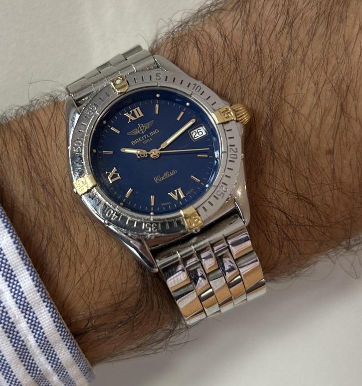 Breitling Callisto B57045, Handtassen en Accessoires, Horloges | Heren, Gebruikt, Polshorloge, Breitling, Goud, Goud, Ophalen of Verzenden