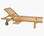 Teak ligbed met schuifje en wielen, Jardin & Terrasse, Chaises longues, Enlèvement, Neuf, Bois de teck, Réglable