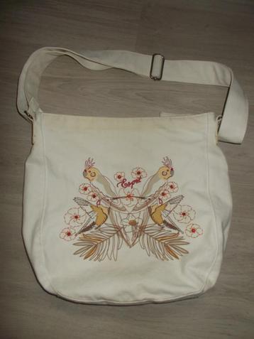 Mooie stoffen grote geborduurde handtas Esprit = 3 euro beschikbaar voor biedingen