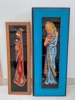 2 vintage tegeltableaus met Moeder Maria (OLV) en Jezus, Enlèvement