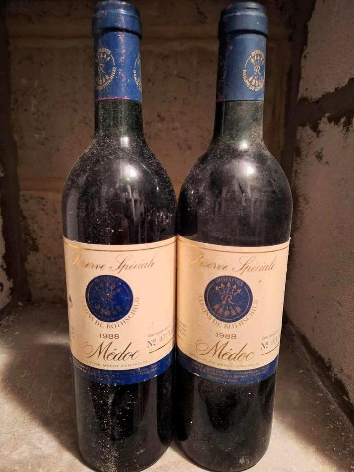 2 Médoc - Barons de Rothschild  Réserve Spéciale 1988, Verzamelen, Wijnen, Nieuw, Rode wijn, Frankrijk, Ophalen of Verzenden
