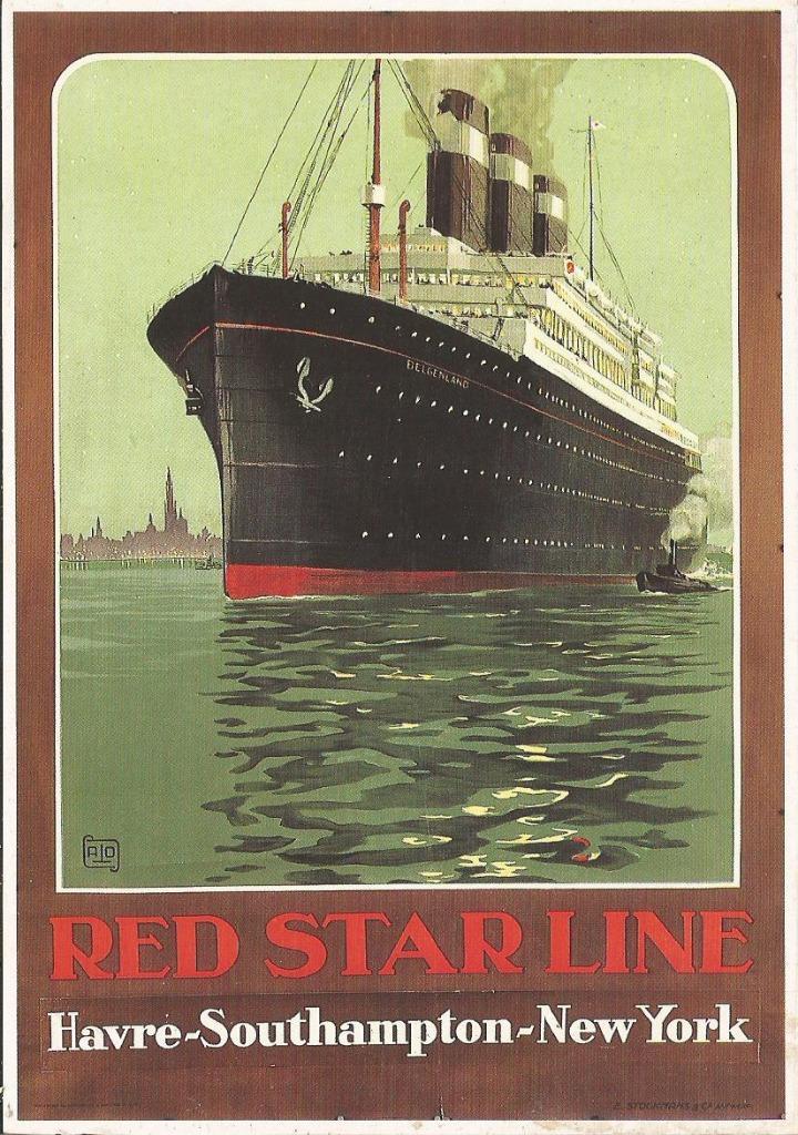 Postkaart Red Star Line - Havre Southampton New York, Verzamelen, Postkaarten | Buitenland, Ongelopen, Frankrijk, 1980 tot heden