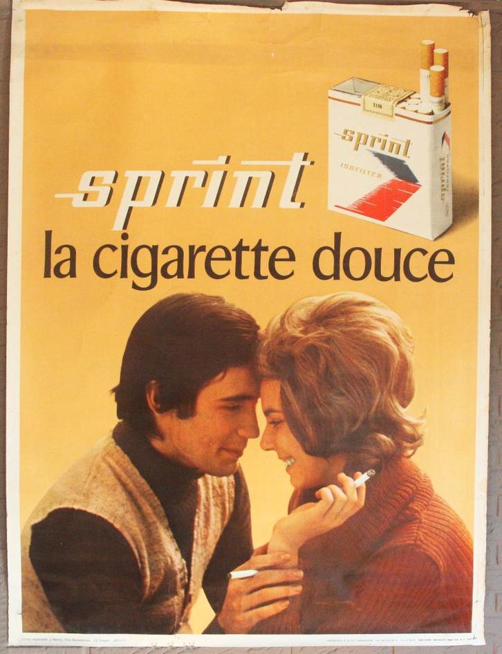 Grote Reclame Poster Sprint Sigaretten / 1971, Collections, Marques & Objets publicitaires, Utilisé, Enlèvement ou Envoi