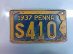 USA  1937 Pennsylvania Vintage nummerplaat, Verzamelen, Overige Verzamelen, Usa nummerplaat, Gebruikt, Ophalen of Verzenden