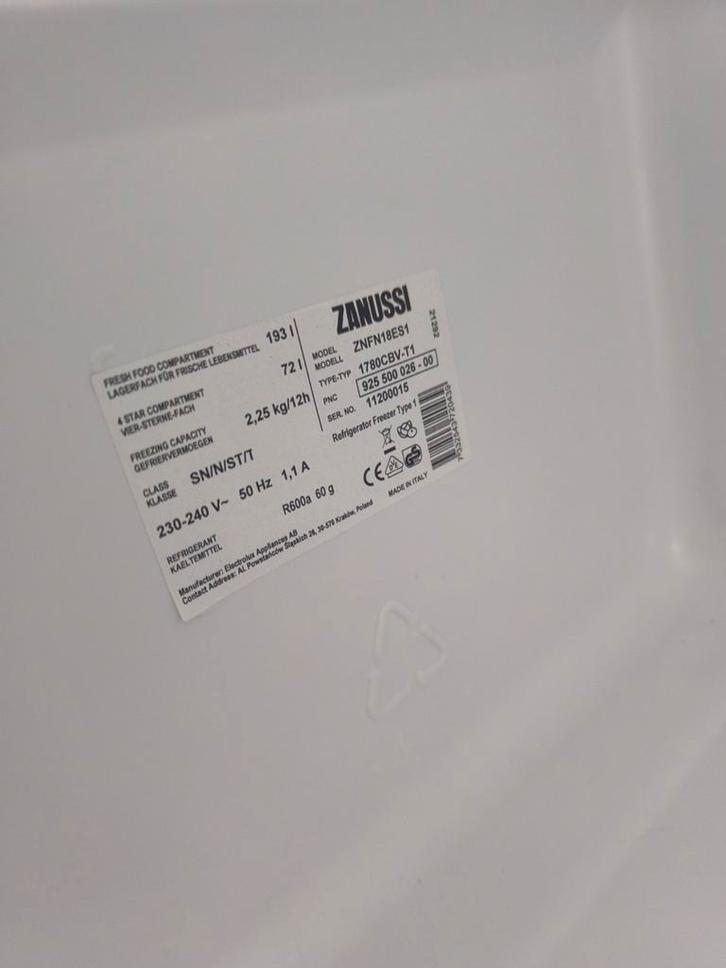 Inbouw koelkast Zanussi. Weg wegens Amerikaanse koelkast, Elektronische apparatuur, Koelkasten en IJskasten, Zo goed als nieuw