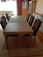 eetkampentafel +6 stoelen en bijhorende tapijt, Huis en Inrichting, Ophalen, 100 tot 150 cm, Zo goed als nieuw, Vijf personen of meer