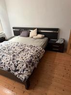 2 persoonsbed met lattenbodem en matras, Ophalen, Gebruikt, Tweepersoons, Donker hout