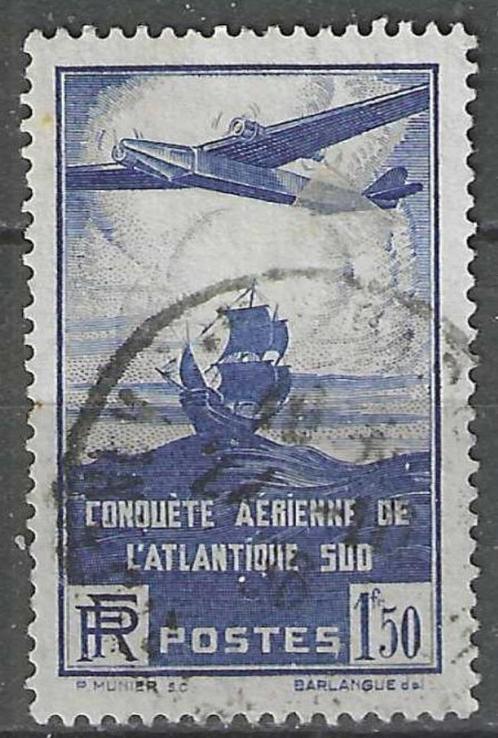 Frankrijk 1936 - Yvert 320 - Vlucht over de Oceaan (ST), Postzegels en Munten, Postzegels | Europa | Frankrijk, Gestempeld, Verzenden