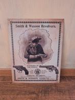 Smith & Wesson revolvers repro reclamebord, Ophalen of Verzenden, Reclamebord