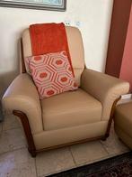 Lederen zetel Jacques Leleu met voetenbank in perfecte staat, Huis en Inrichting, Fauteuils, Ophalen, 100 tot 125 cm, Leer, Zo goed als nieuw