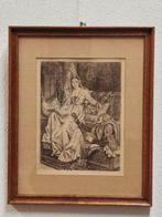 Mooie Ets in kader“Muziekuur” - Willem Geets in kader - 1892, Ophalen of Verzenden