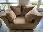 Zetel 3-zits, 1,5 Zits en poef kleur lichtbruin, Huis en Inrichting, Ophalen, Gebruikt, Vierkant, Stof