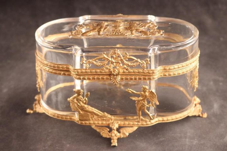 Antieke kristallen Empire kist, Antiek en Kunst, Antiek | Glaswerk en Kristal, Ophalen of Verzenden