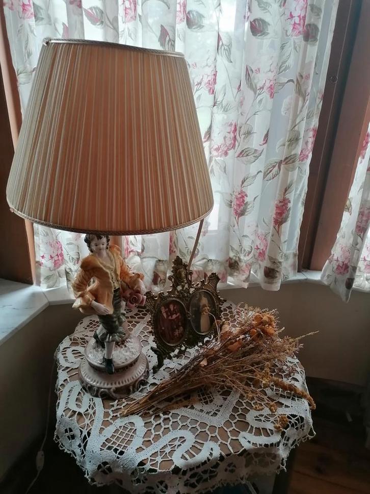 Antieke lamp V. Bassano met handgeschilderd keramiek, Antiek en Kunst, Antiek | Porselein, Ophalen